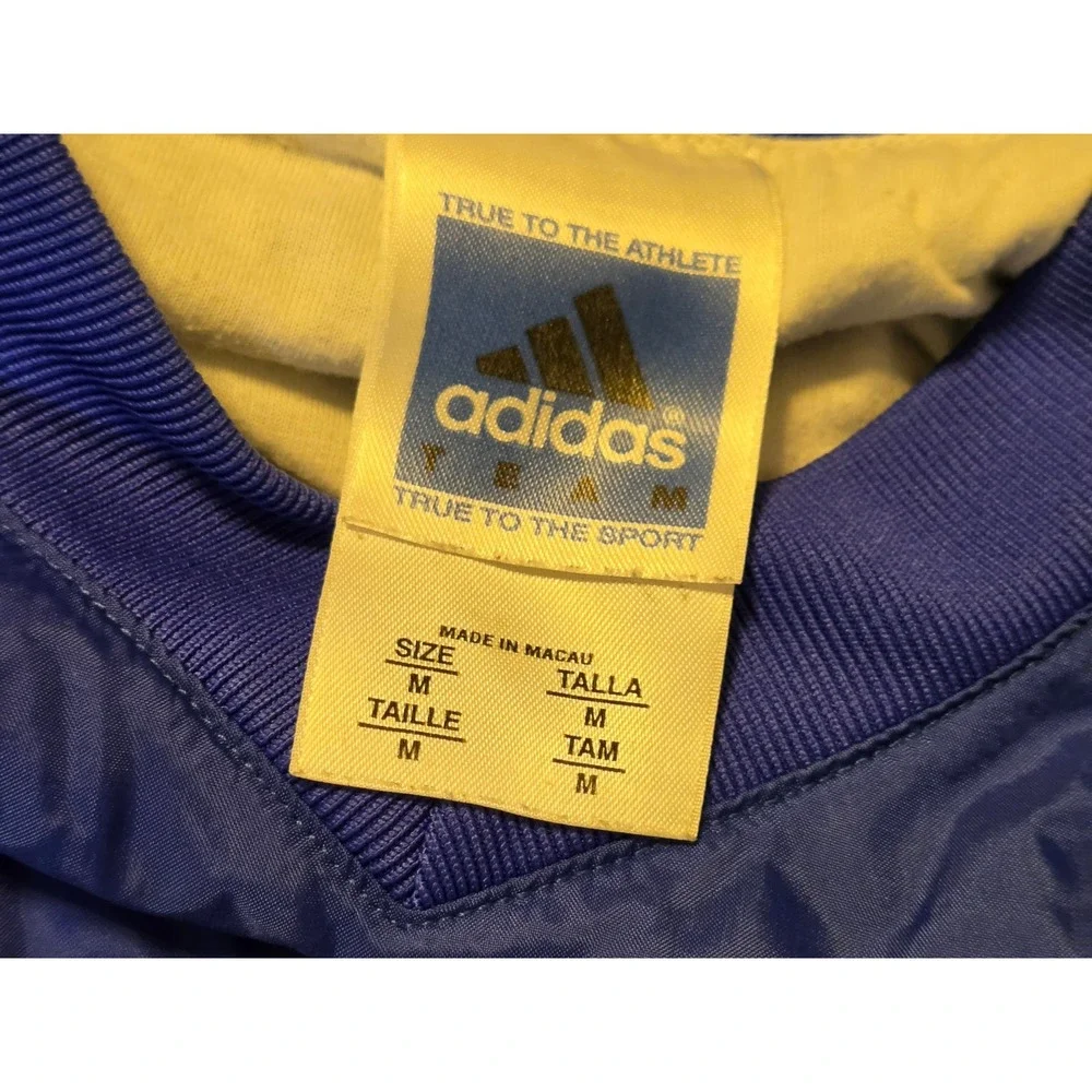 Vintage Adidas V-Neck Nylon Pullover Windbreaker Mens Size Medium Blue